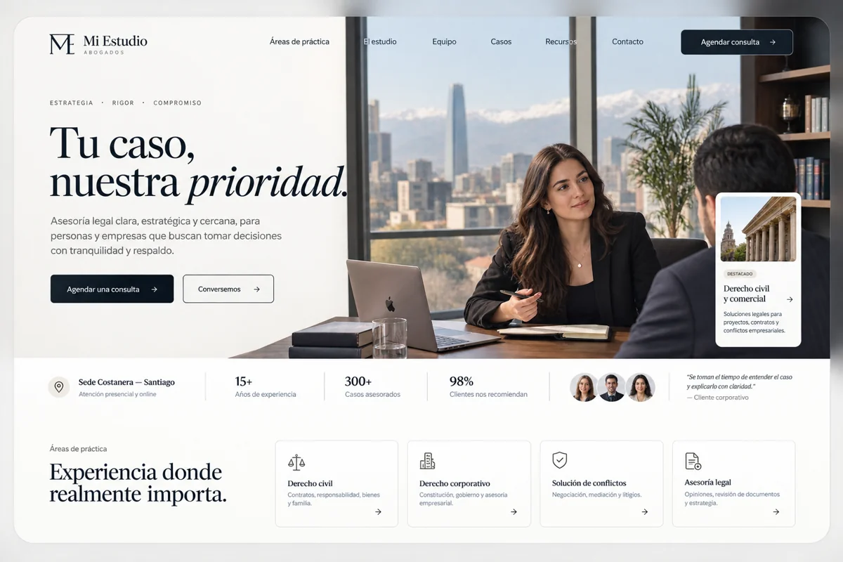 Sitio de Alarcón & Asociados en escritorio y celular